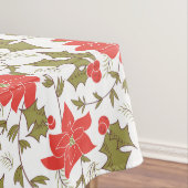 Naadloze rode kerstpunsettia groene euon tafelkleed (Voorbeeld)