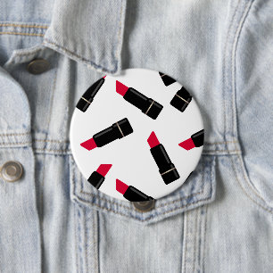 Naadloze rode lippenstift mode cartoon witte vlek ronde button 4,0 cm