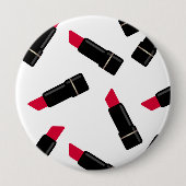 Naadloze rode lippenstift mode cartoon witte vlek ronde button 4,0 cm (Voorkant)