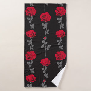 Naadloze rode rozenbloemen abstract badhanddoek