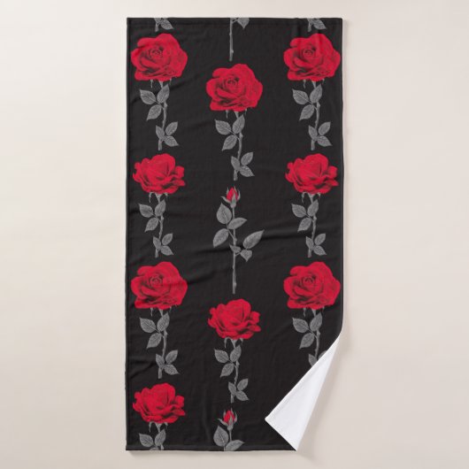 Naadloze rode rozenbloemen abstract badhanddoek (Badhanddoek)