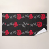 Naadloze rode rozenbloemen abstract badhanddoek (Badhanddoek)