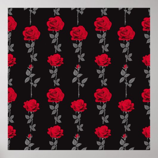 Naadloze rode rozenbloemen abstract poster (Voorkant)