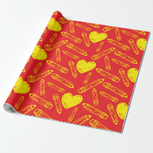 Naadloze Rode School Wrapping Paper Hartpotlood