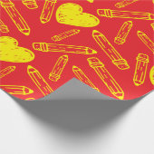 Naadloze Rode School Wrapping Paper Hartpotlood Cadeaupapier (Hoek)