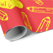 Naadloze Rode School Wrapping Paper Hartpotlood Cadeaupapier (Rol Hoek)