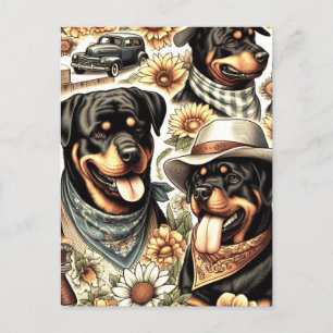 naadloze rottweiler illustratie briefkaart
