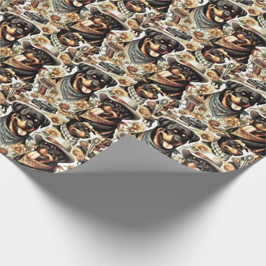 naadloze rottweiler illustratie cadeaupapier (Hoek)