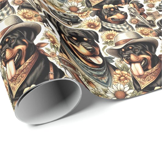  naadloze rottweiler illustratie cadeaupapier (Rol Hoek)