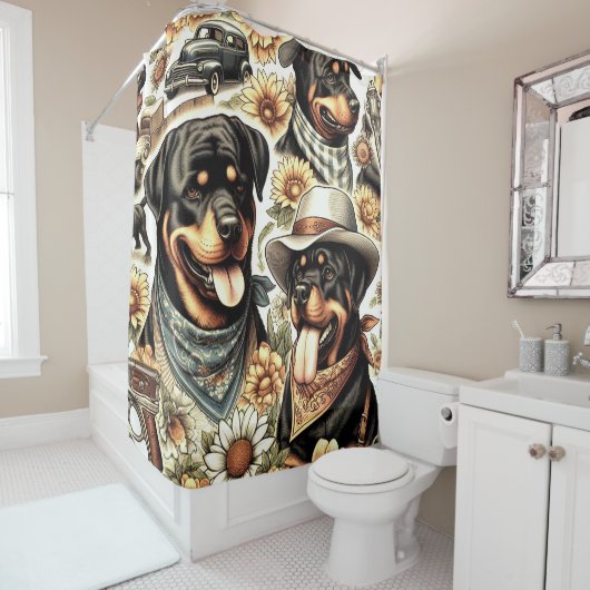 naadloze rottweiler illustratie douchegordijn (In situ)
