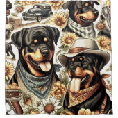 naadloze rottweiler illustratie douchegordijn (Voorkant)