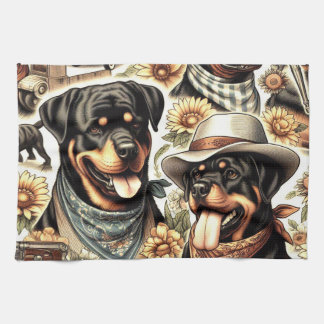naadloze rottweiler illustratie theedoek