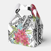 Naadloze roze bloemen bloemen ornamentaal zwart wi bedankdoosjes (Achterkant)