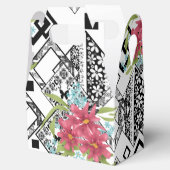 Naadloze roze bloemen bloemen ornamentaal zwart wi bedankdoosjes (Geopend)