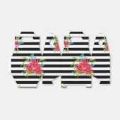 Naadloze roze bloemen floraal zwart wit gestreept bedankdoosjes (Uitgevouwen)