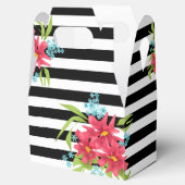 Naadloze roze bloemen floraal zwart wit gestreept bedankdoosjes (Geopend)