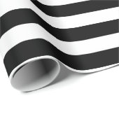 Naadloze roze bloemen floraal zwart wit gestreept cadeaupapier (Rol Hoek)