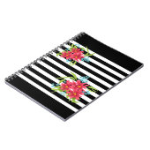Naadloze roze bloemen floraal zwart wit gestreept  notitieboek (Linkerzijde)