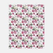 Naadloze roze bloemen groene bladeren met een sche fleece deken (Voorkant)