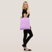 Naadloze roze bloemen kant wit pit tote bag (Op model)