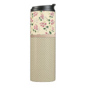 Naadloze roze kleine schattige bloemen bloemen, di thermosbeker (Gedraaid links)