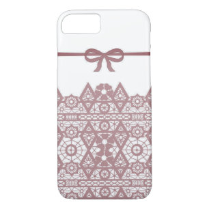 Naadloze roze romantische elegante lace lacy bow w 	iPhone 8/7 hoesje