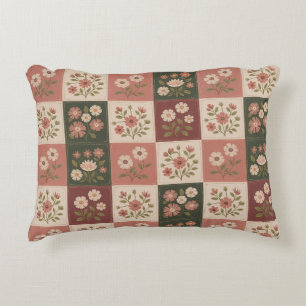 Naadloze Rustieke Bloemige Patchwork Accent Kussen