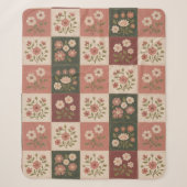 Naadloze Rustieke Bloemige Patchwork Sherpa Deken (Voorkant)