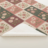 Naadloze Rustieke Bloemige Patchwork Sherpa Deken (3/4)