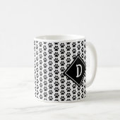 Naadloze Schattigee Paw Print Monogram Koffiemok (Voorkant rechts)