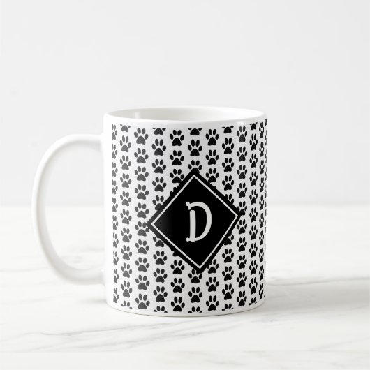 Naadloze Schattigee Paw Print Monogram Koffiemok (Links)