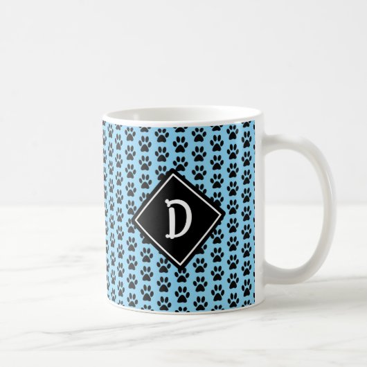 Naadloze Schattigee Paw Print Monogram Koffiemok (Rechts)