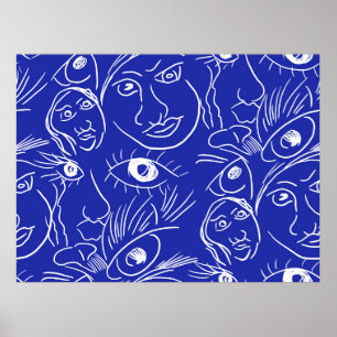 Naadloze schoonheidszijde één lijntekening geïsole poster