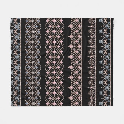 Naadloze sierkralen kristallen glitter shine sequ fleece deken (Voorkant (Horizontaal))