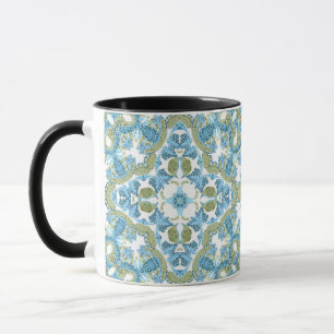 Naadloze sierlijke blauwe groene witte decor decor mok