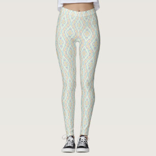 Naadloze sierpastelgroene blauwe beige decor leggings