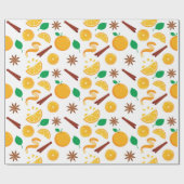 Naadloze Sinaasappels en Cinnamon Autumn Thanksgiv Cadeaupapier (Vlak)