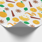 Naadloze Sinaasappels en Cinnamon Autumn Thanksgiv Cadeaupapier (Hoek)