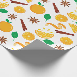 Naadloze Sinaasappels en Cinnamon Autumn Thanksgiv Cadeaupapier