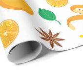 Naadloze Sinaasappels en Cinnamon Autumn Thanksgiv Cadeaupapier (Rol Hoek)