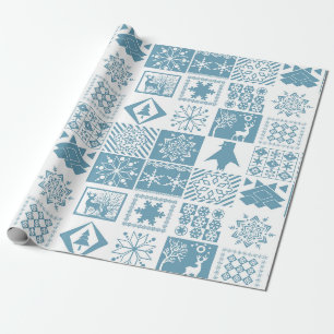 Naadloze sneeuwvlokken voor kerstwinterfeestjes cadeaupapier
