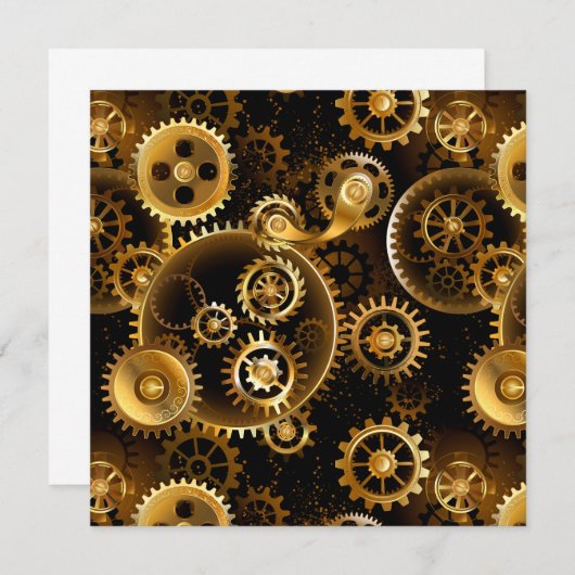 Naadloze Steampunk Brass Gears Aankondiging (Voorkant / Achterkant)