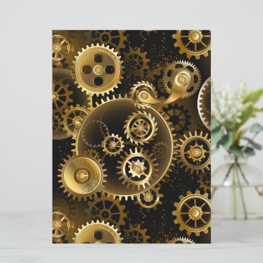 Naadloze Steampunk Brass Gears Aankondiging (Staand voorkant)