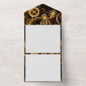 Naadloze Steampunk Brass Gears All In One Uitnodiging (Binnen)