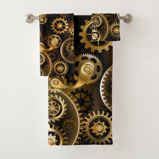Naadloze Steampunk Brass Gears Bad Handdoek (Insitu)