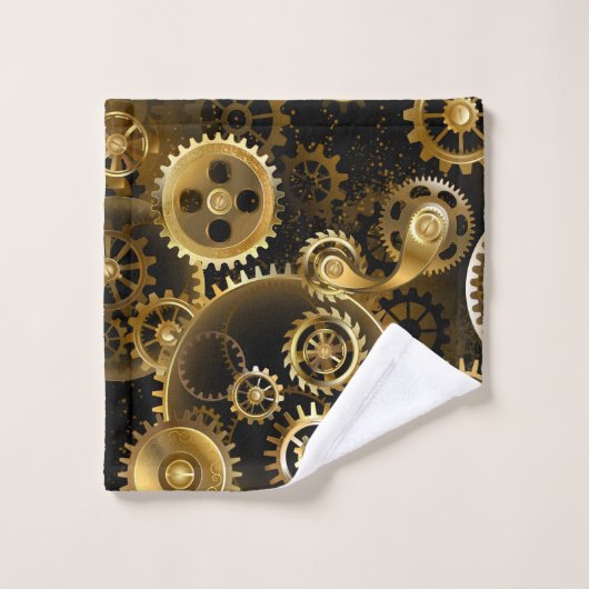 Naadloze Steampunk Brass Gears Bad Handdoek (Wasdoekje)