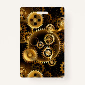 Naadloze Steampunk Brass Gears Badge (Achterkant)