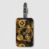 Naadloze Steampunk Brass Gears Bagagelabel (Voorkant (verticaal))
