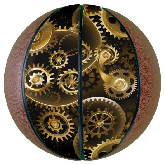Naadloze Steampunk Brass Gears Basketbal (Verticaal)