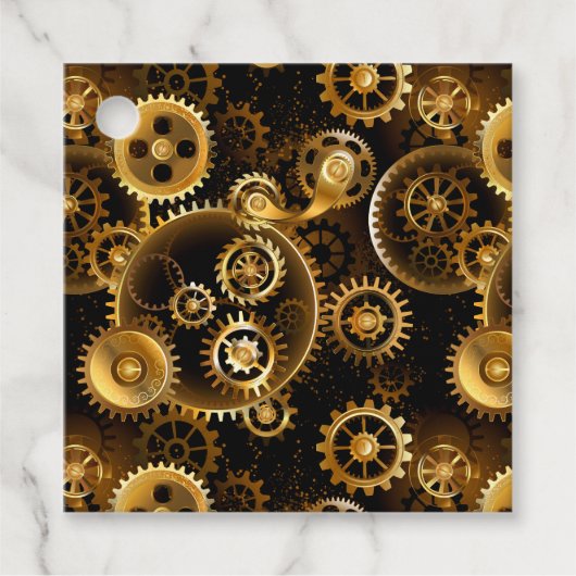 Naadloze Steampunk Brass Gears Bedankjes Labels (Voorkant)